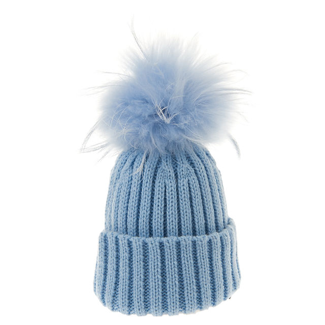 Blue/Blue Ribbed Single Pom