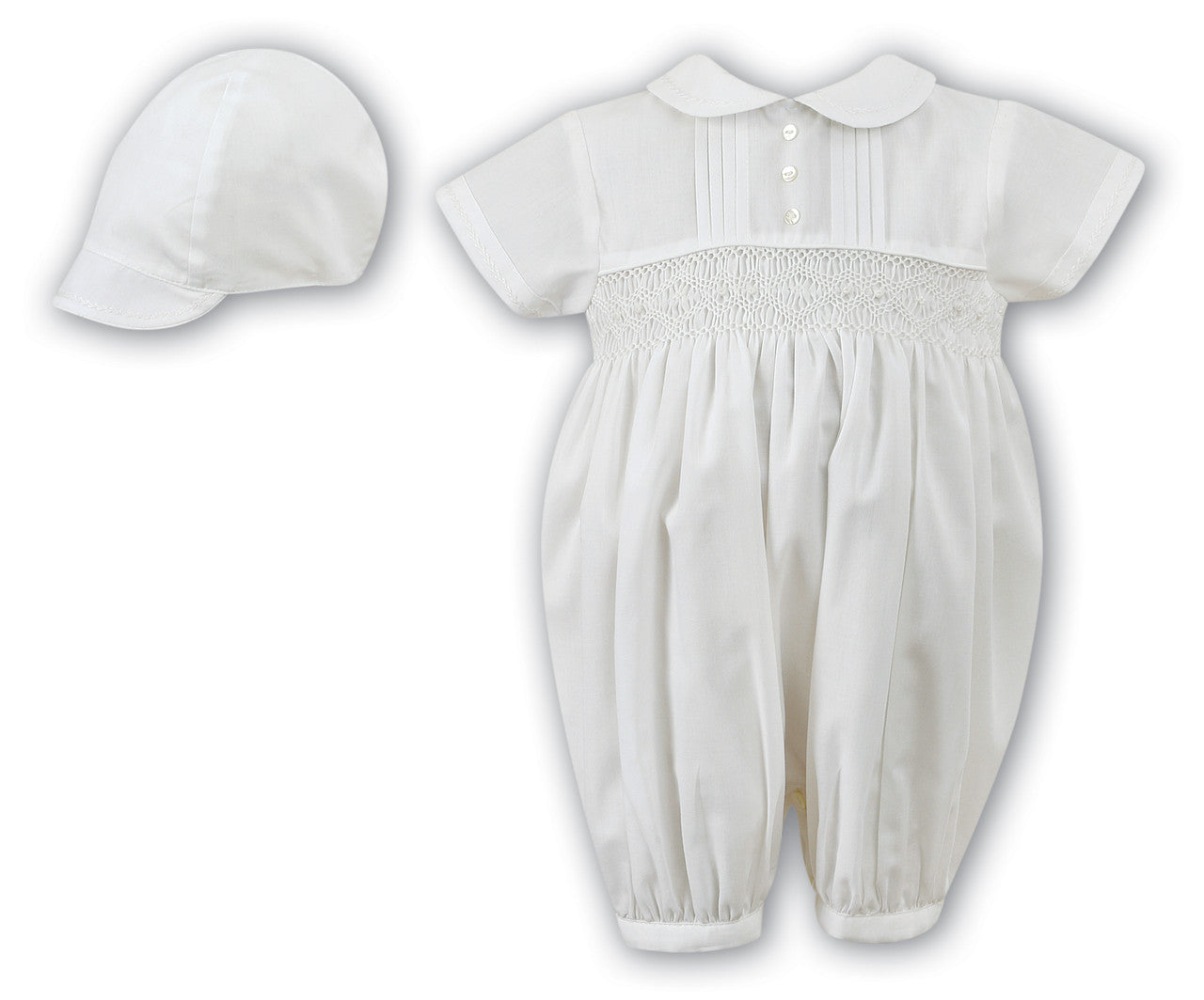 Ivory Christening Romper and Cap