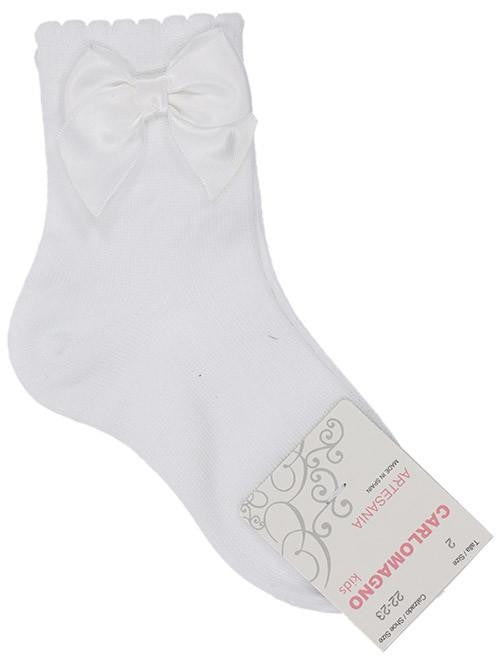 White Ankle Socks with Side Bow