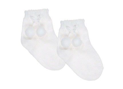 White Ankle Pom Pom Sock