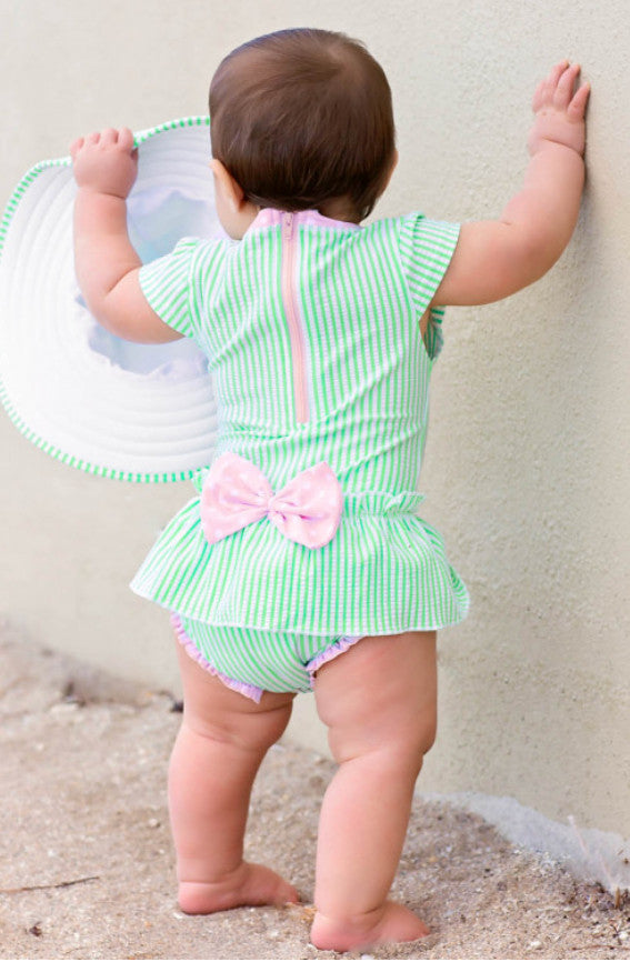 Mint SeerSucker Peplum One Piece