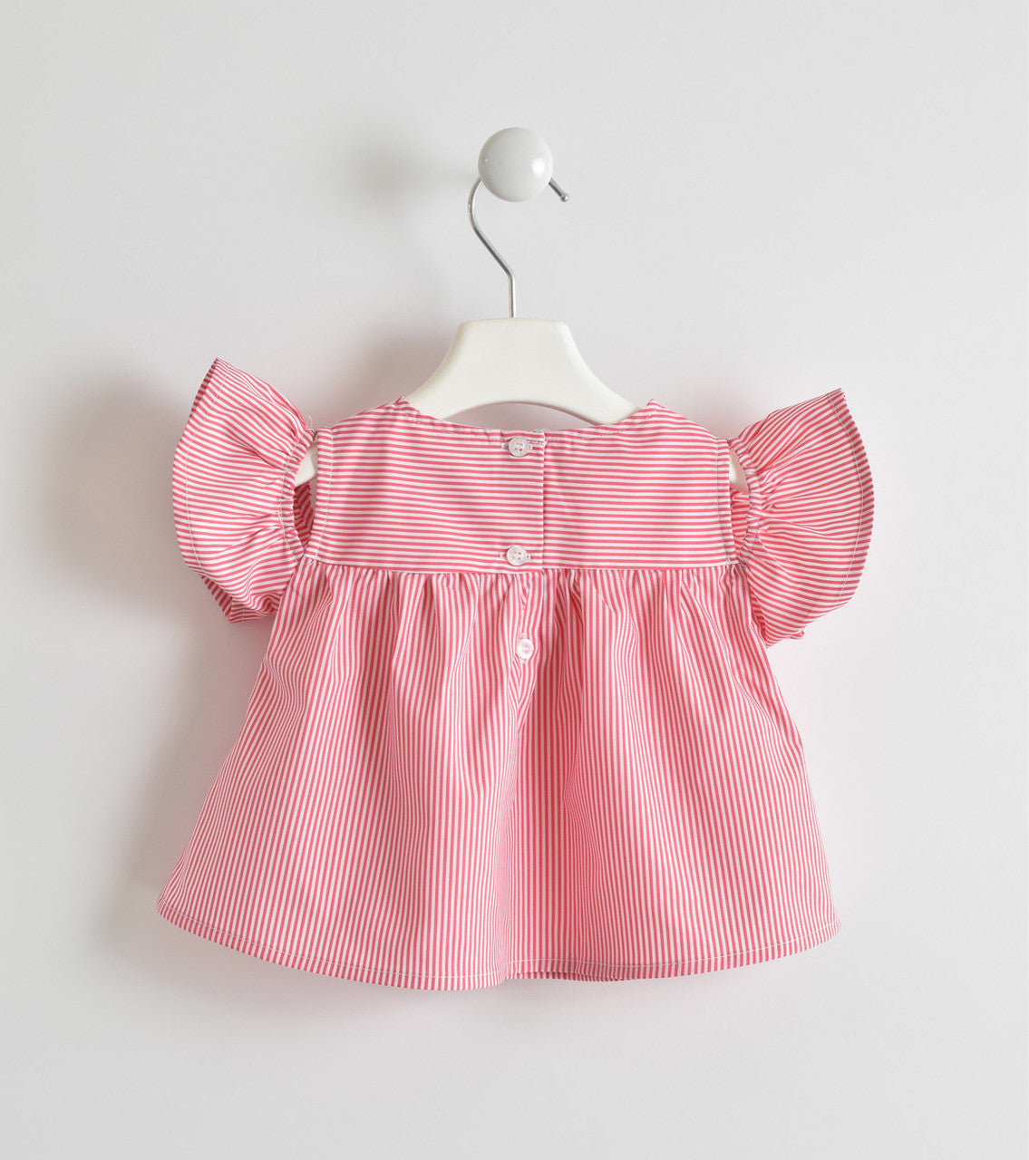 Red and White Striped Cold Shoulder Top