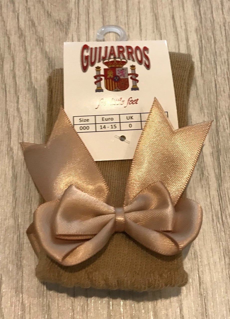 Camel Knee High Bow Socks