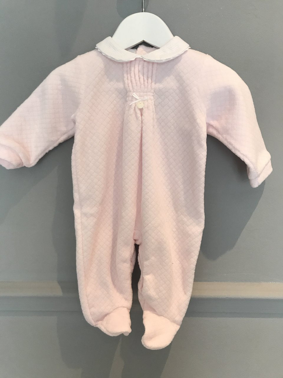 Pink Waffle Velour Babygrow