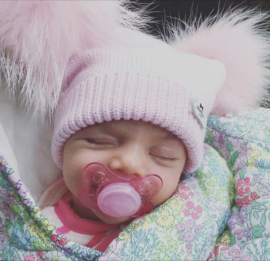 Ivory Soft Slouch Double Pom Beanie