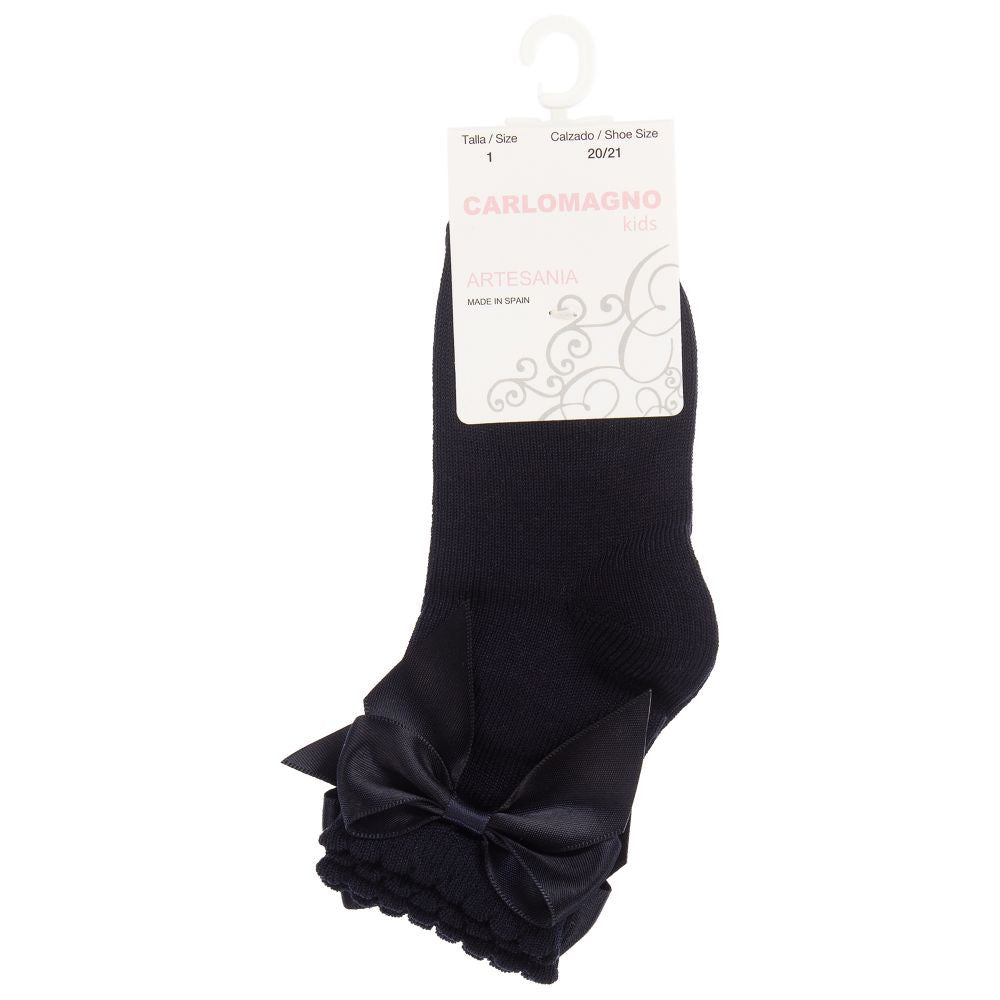 Navy Ankle Bow Socks