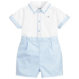 White and Blue Two Piece Set