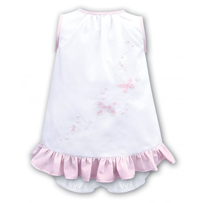 White and Pink Embroidery Dress