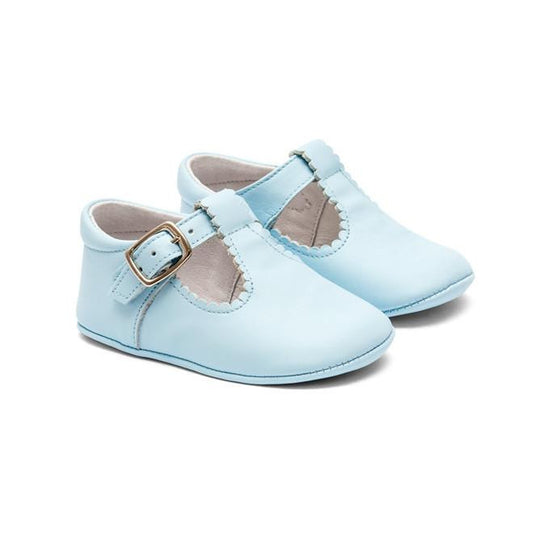 Baby Blue T-Bar Pram Shoes