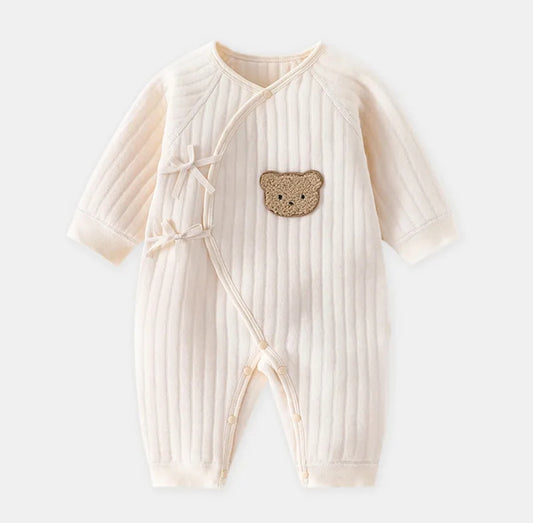 Teddy Ribbed Romper Beige