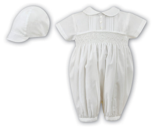 Ivory Christening Romper and Cap