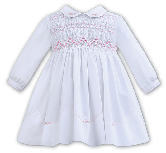 White and Pink Smocked Dress