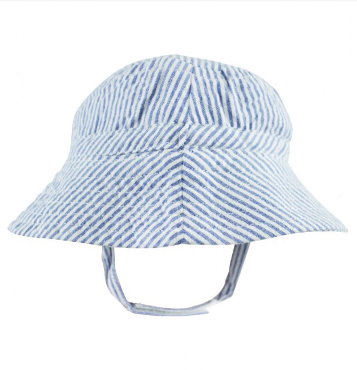 Blue Seersucker Sun Hat