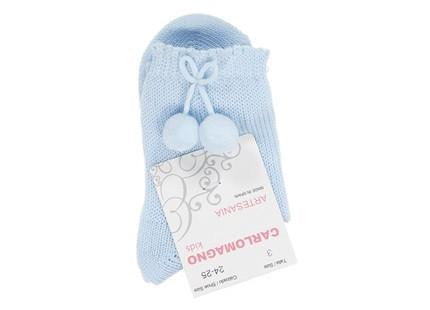 Light Blue Ankle Sock with Pompom