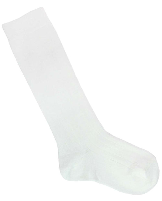 White Ribbed Knee High Socks