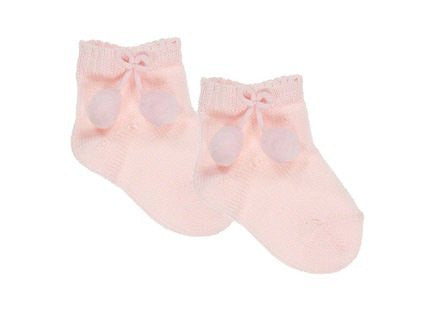 Pink Ankle Pom Pom Sock