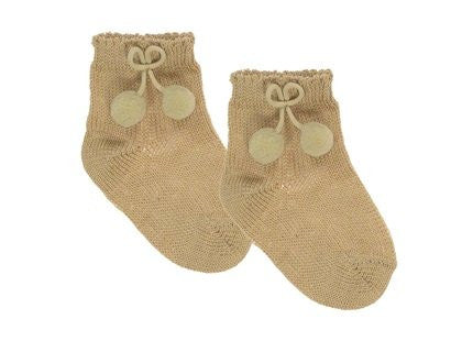 Camel Ankle Pom Pom Socks