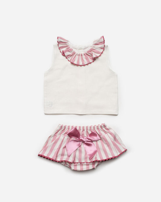 Juliana Pink and White Striped Two Piece