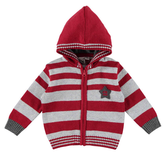 Red and Grey Knit Hoodie