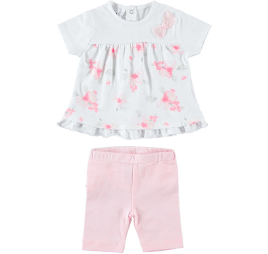 Pink and White Floral Short Set