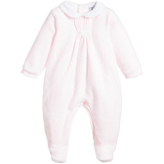 Pink Waffle Velour Babygrow