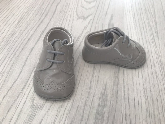 Ice Grey Patent Pram Shoe