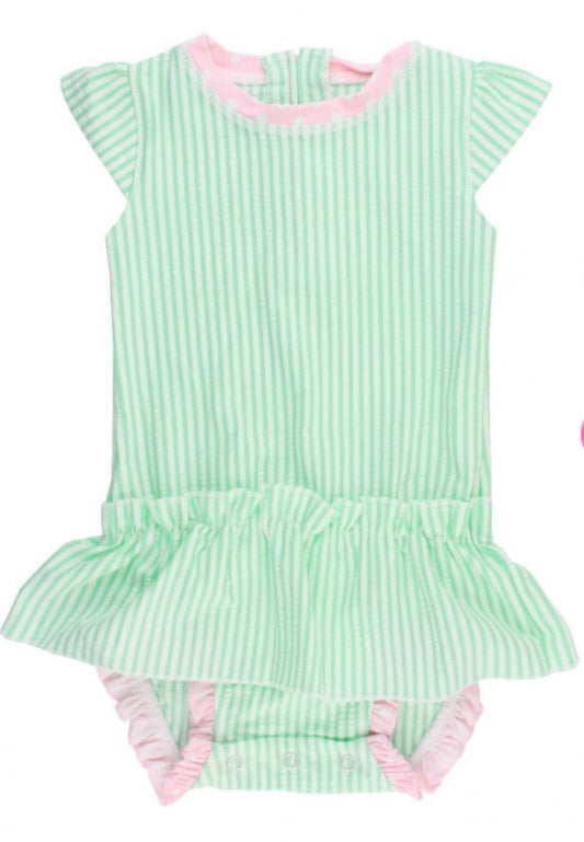 Mint SeerSucker Peplum One Piece