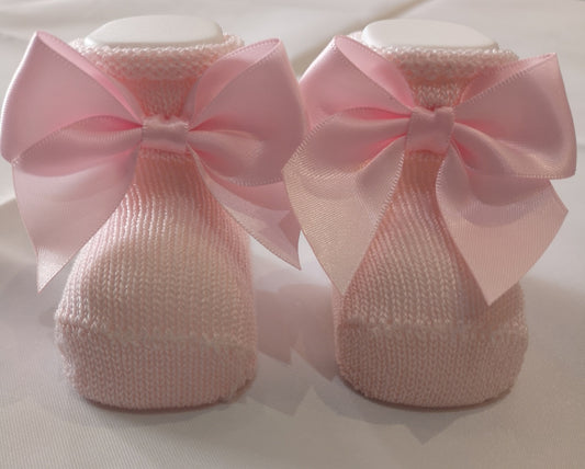 Pale Pink Newborn Bow Sock