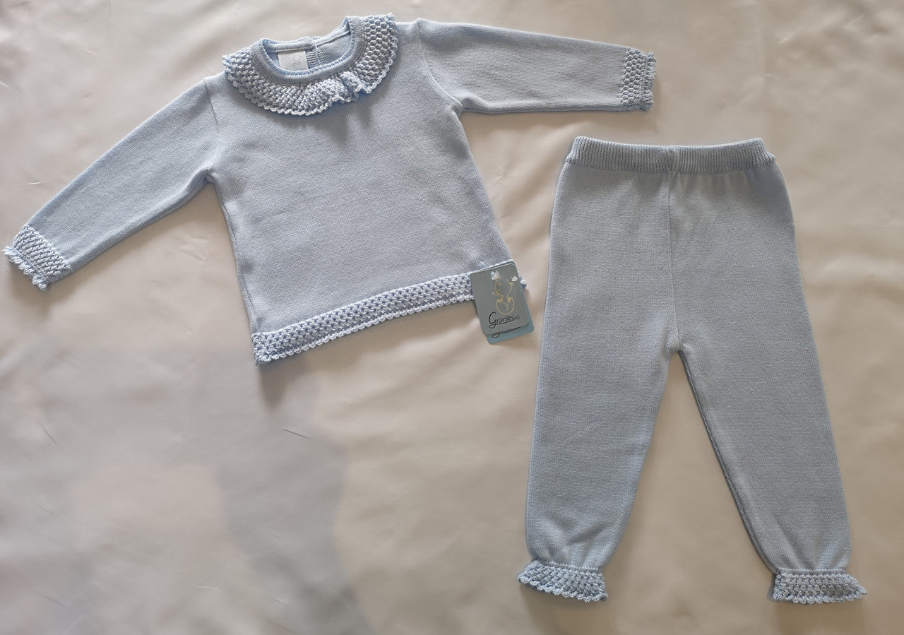 Granlei Pale Blue Knit Tracksuit Set