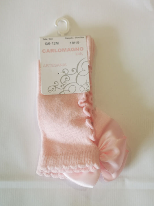 Pink Twist Bow Knee Sock