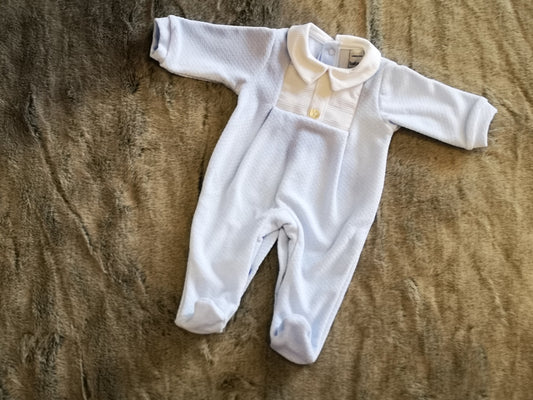 Blue Velour Babygrow