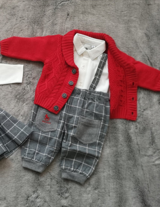 Red Grandad Cardigan