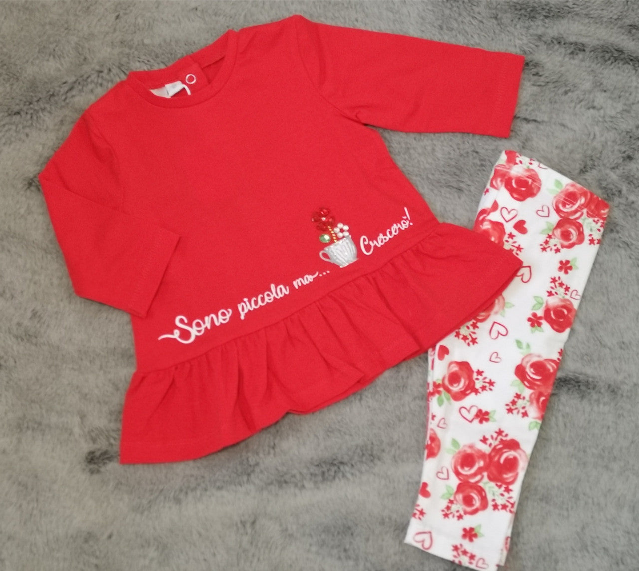 Red Baby Flower Legging Set