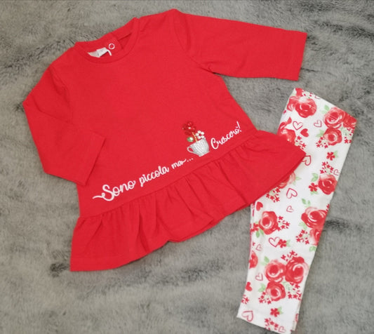 Red Baby Flower Legging Set