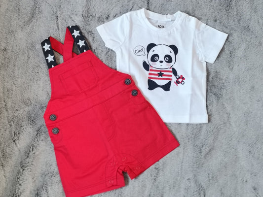 Panda Dungaree Set