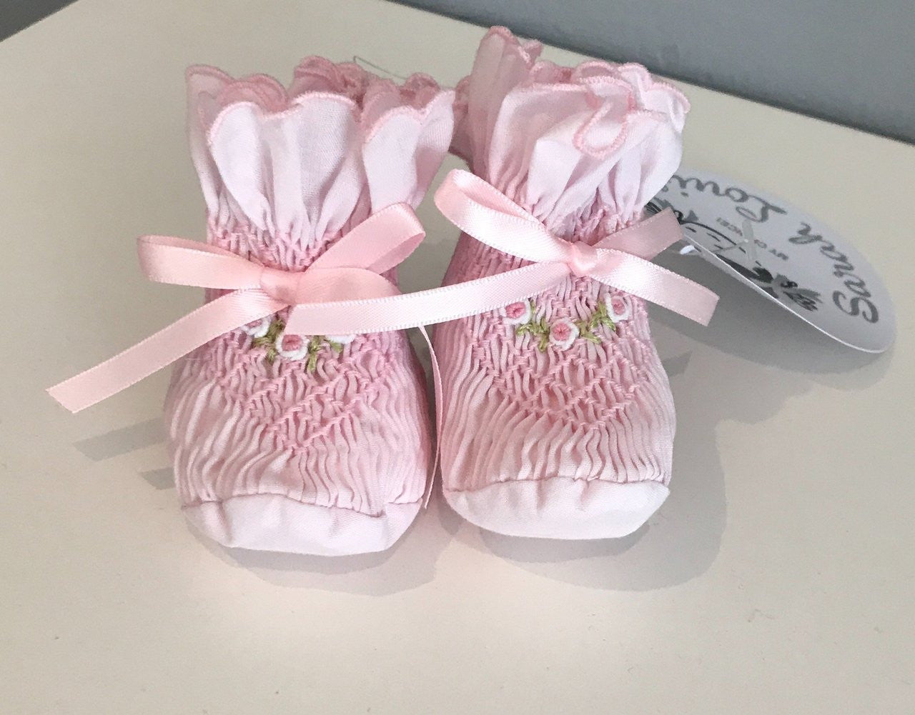 Pink Smocked Bootie