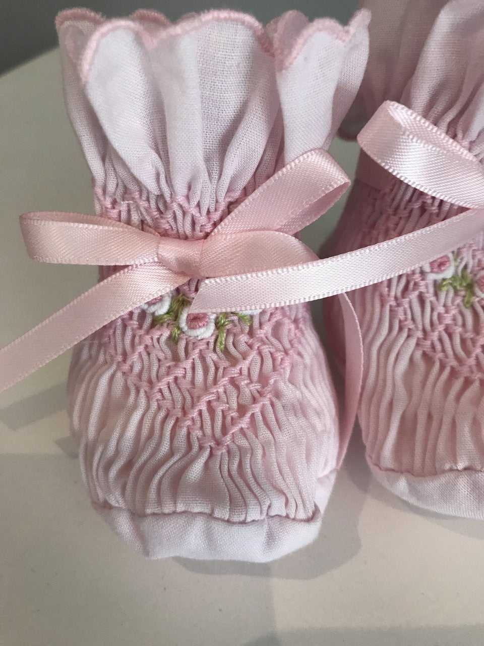 Pink Smocked Bootie