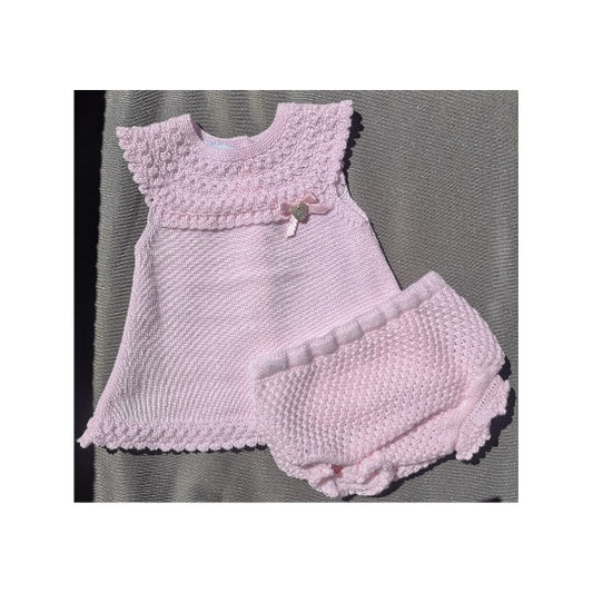 Granlei Pink Knit Baby Dress and Matching Bloomers