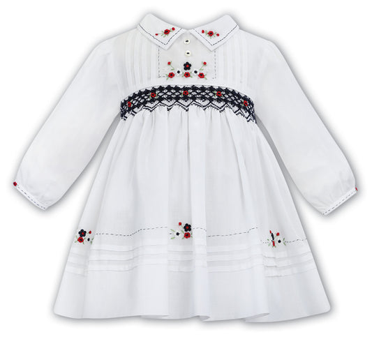 White and Navy Smocked Dress