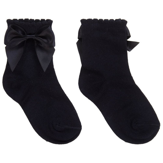 Navy Ankle Bow Socks