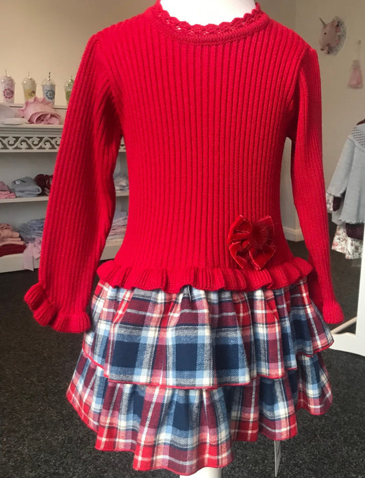 Granlei Red Tartan Drop Waist Dress