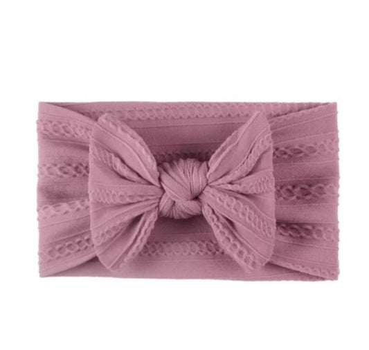Mauve Cable Knit Baby Headband