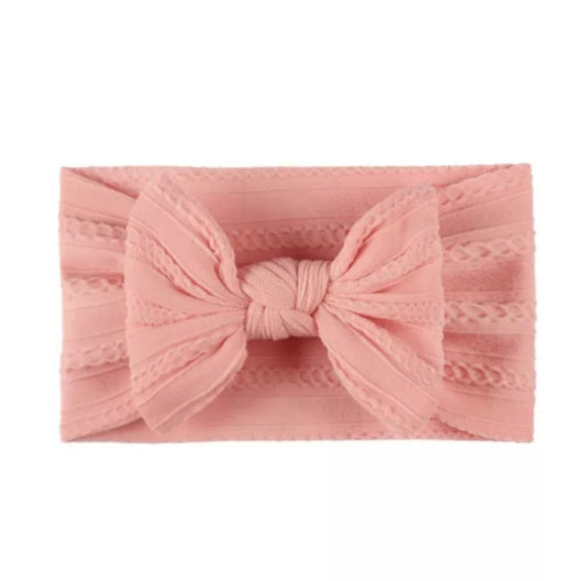 Peach Cable Knit Baby Headband