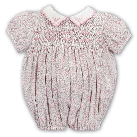 Pink Floral Smocked Bubble